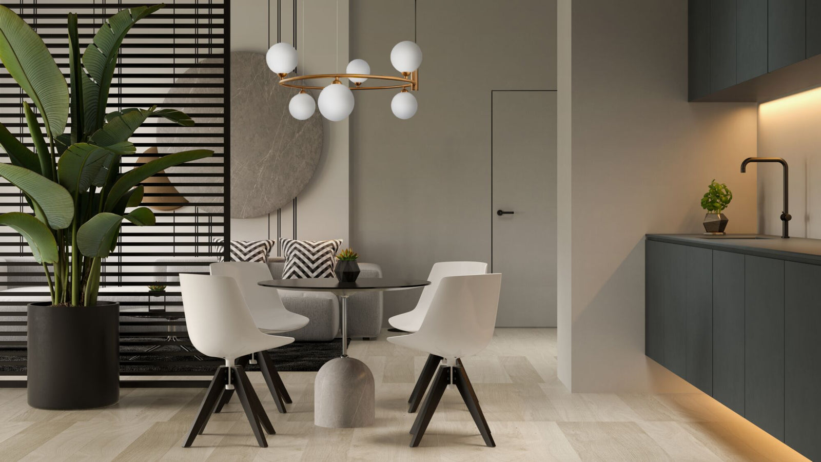 Corpuri de iluminat amenajare living și bucătărie