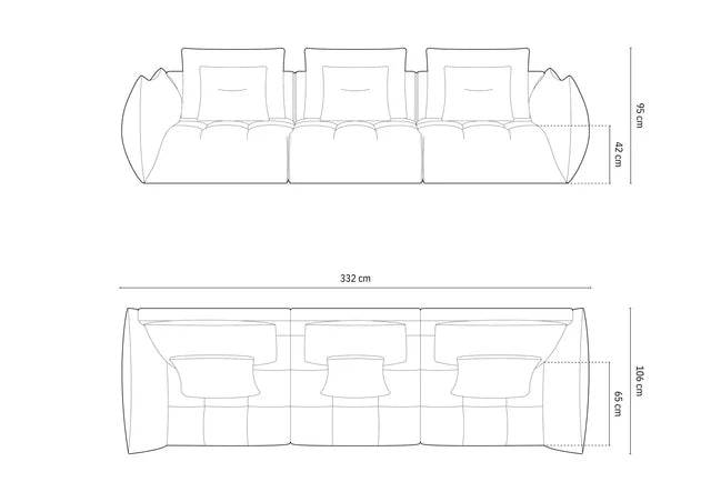 Canapea moduară Bloom cu 4 locuri | Țesătură structurată