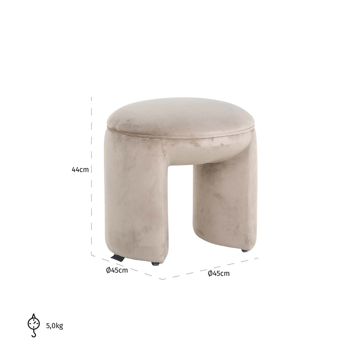 Pouf Fargo catifea kaki (Quartz Khaki 903)