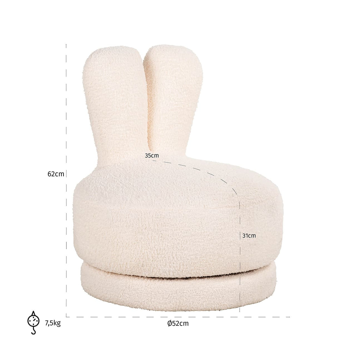 Fotoliu pentru copii Bunny white