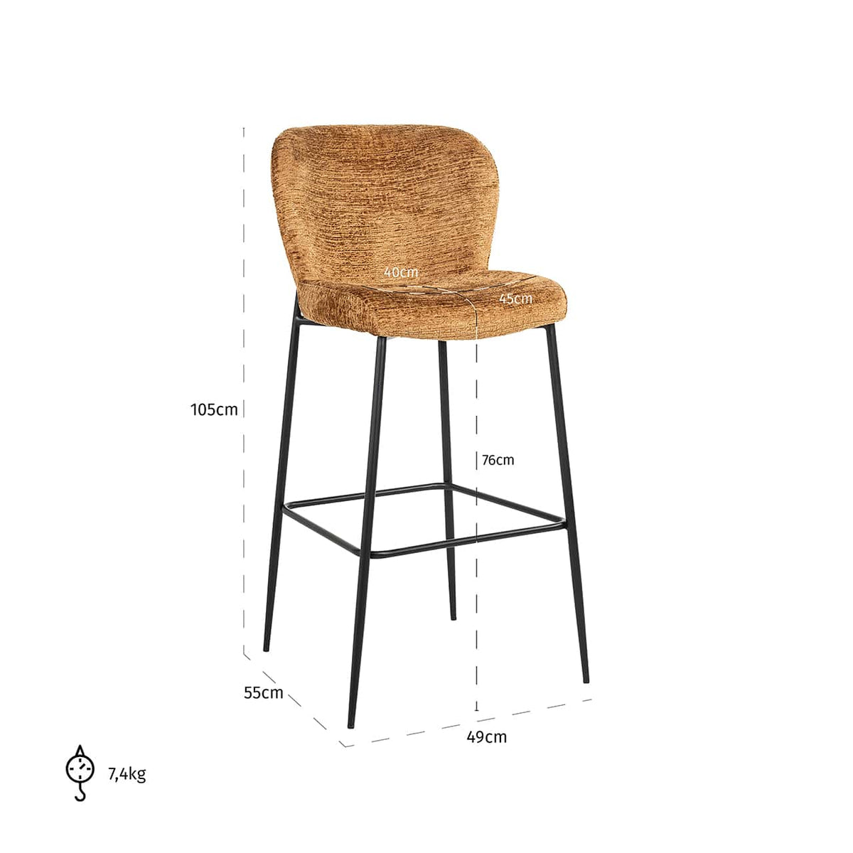 Scaun de bar Darby cognac fusion (Fusion cognac 28)