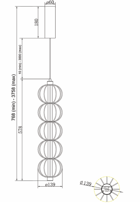 Corp de iluminat suspendat Cage S