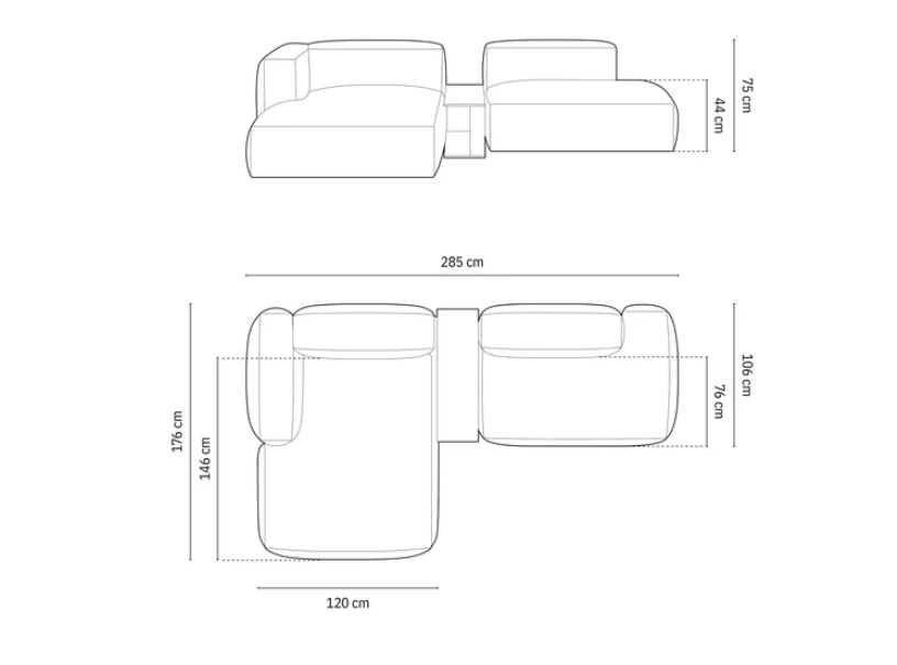 Canapea modulara Martina 2 locuri | Catifea