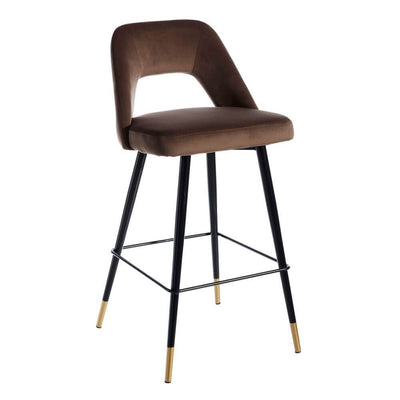 Set 2 scaune de bar H105cm catifea maro Bosa