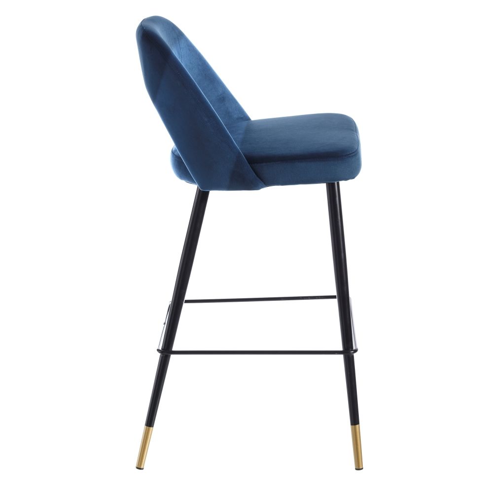 Set 2 scaune de bar H105cm catifea albastra Bosa