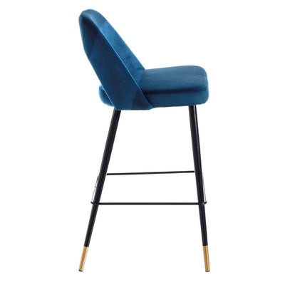 Set 2 scaune de bar H105cm catifea albastra Bosa