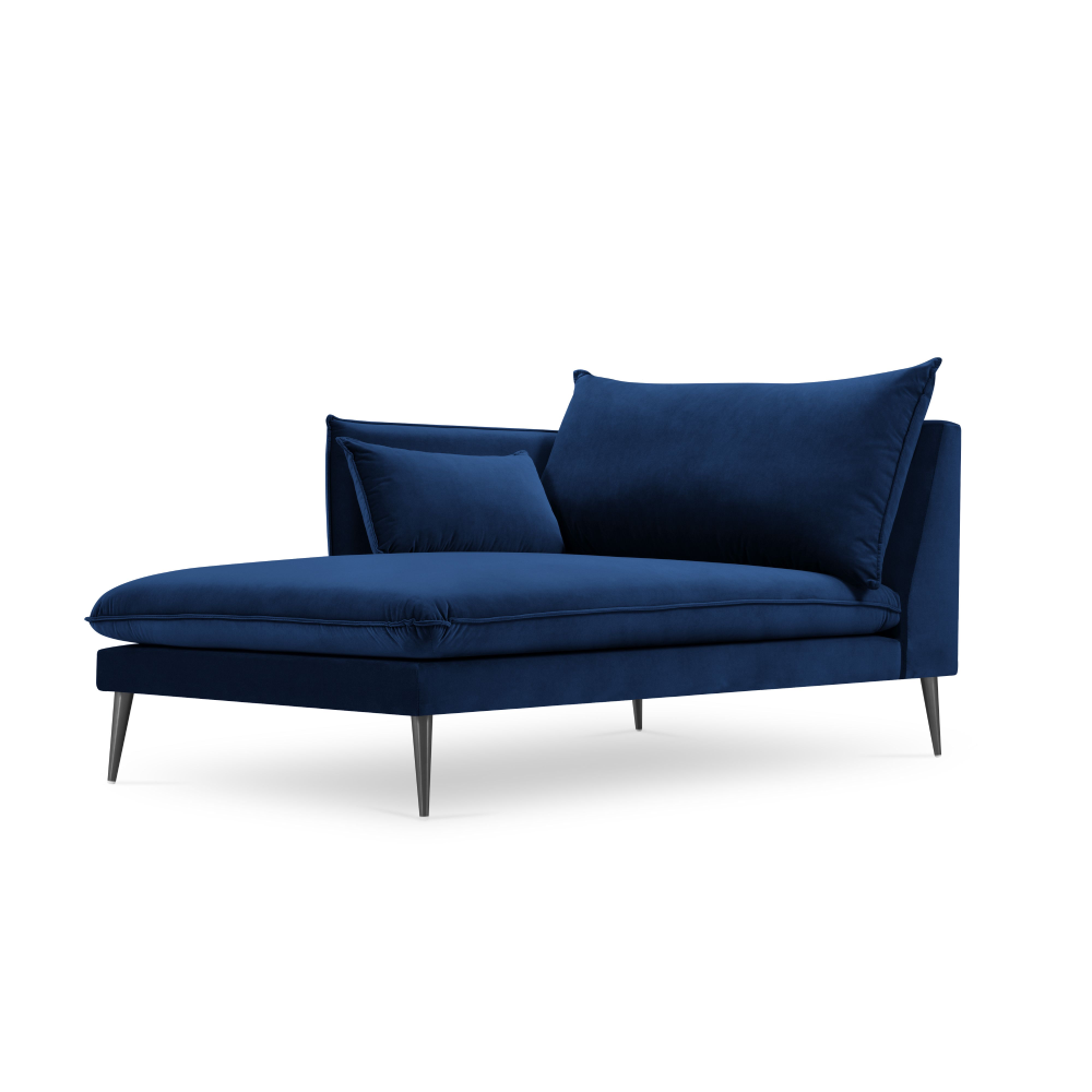Fotoliu lounge stanga din catifea albastra Agate