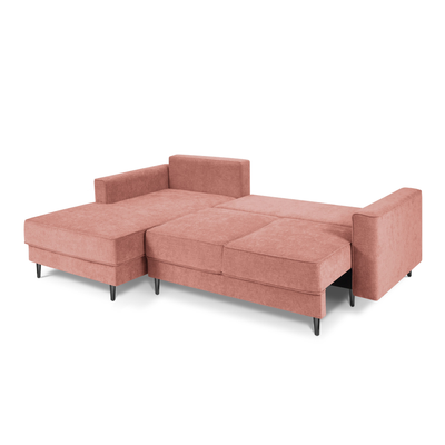 Canapea extensibila stanga 4 locuri din textil roz Dunas