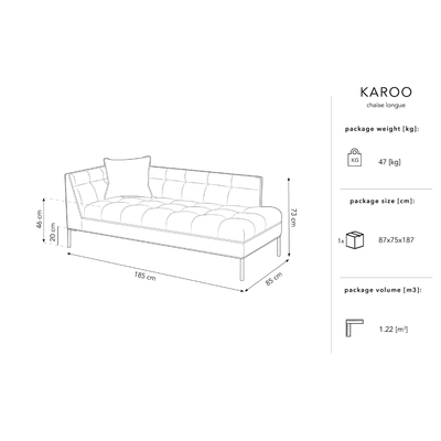 Canapea lounge stanga din catifea neagra Karoo