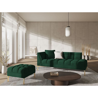 Canapea lounge stanga din catifea verde Karoo