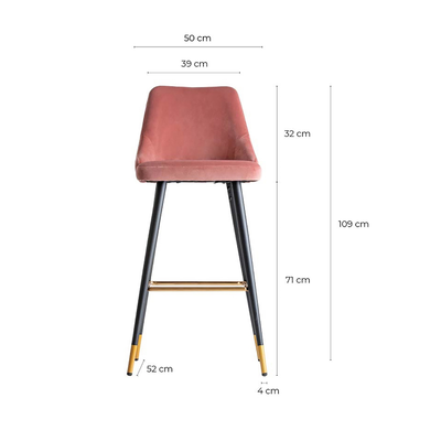 Set 2 scaune de bar catifea roz H110cm Carpi