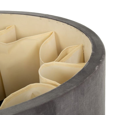 Puf din catifea gri cu capac Puff Shoe Cabinet Grey