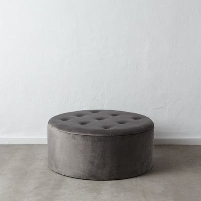 Puf din catifea gri cu capac Puff Shoe Cabinet Grey