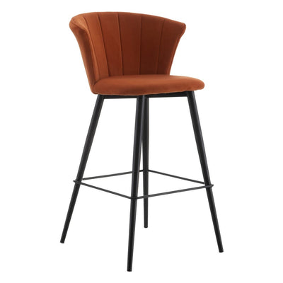 Set 2 scaune de bar catifea portocalie H98cm Fura