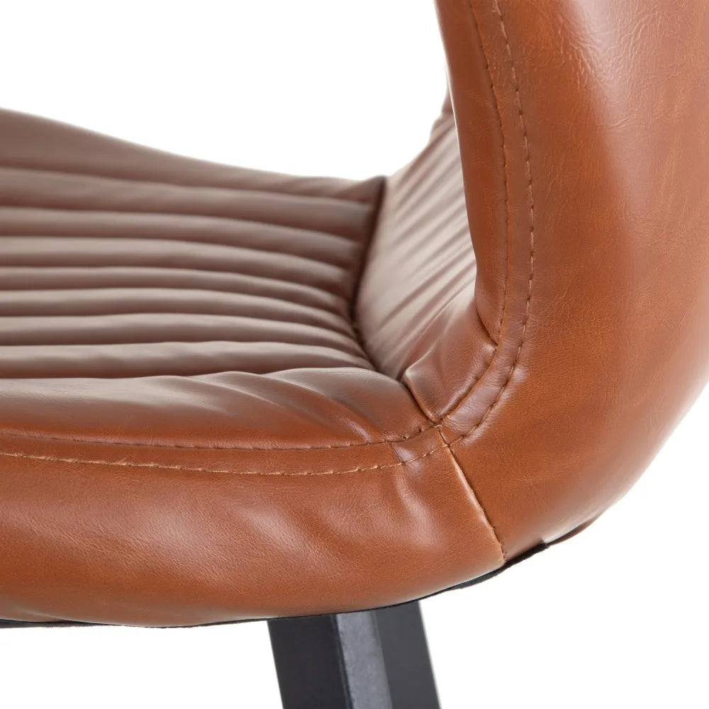 Set 2 scaune de bar H94cm piele artificiala maro deschis Stan
