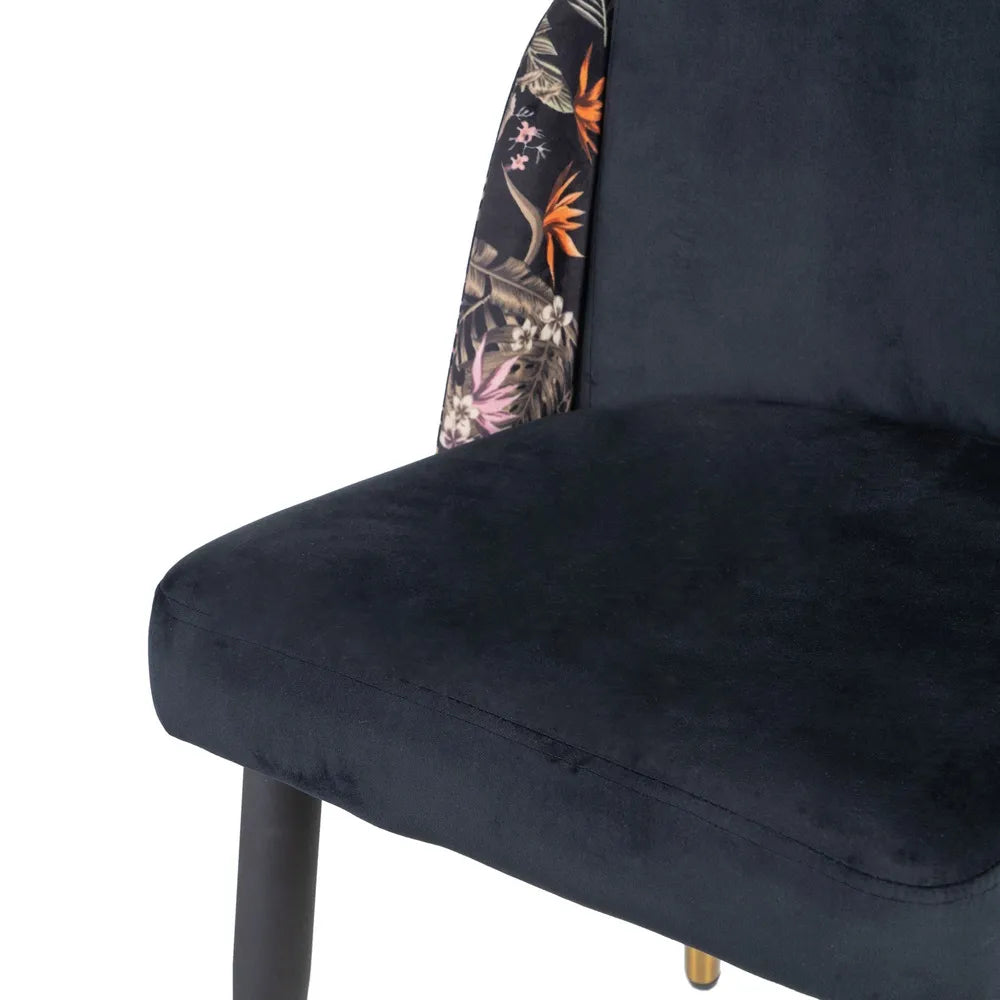 Set 2 scaune dining textil negru Rikki