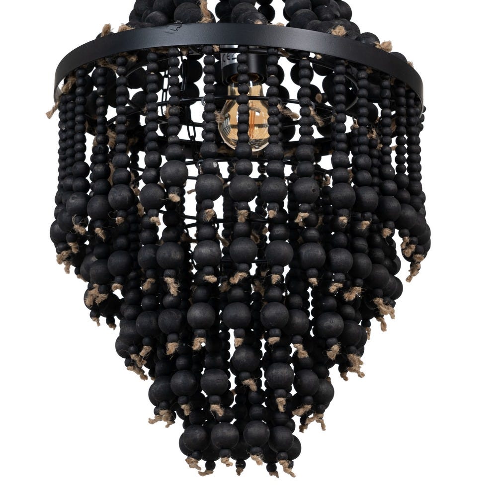 Lampă din lemn neagră cu structură metalică (35x35x86cm)
