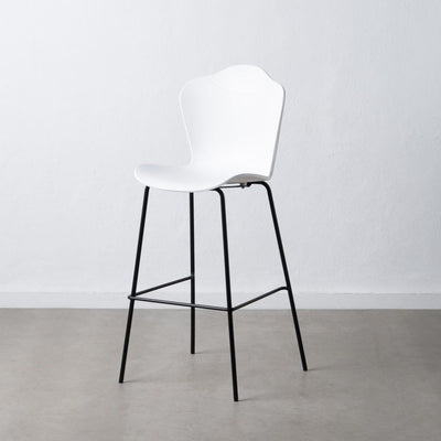 Set 2 scaune de bar alb-negru pp/ metal camera 54x 46 x 113 cm