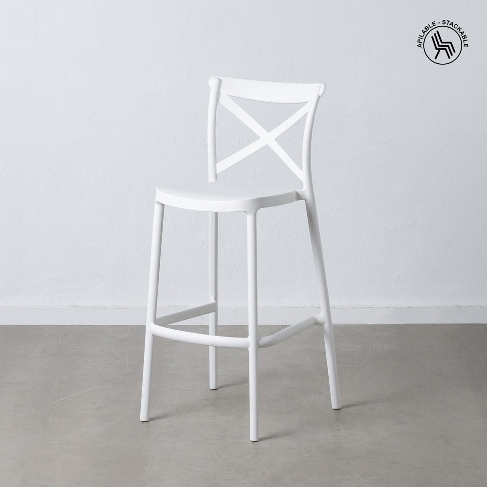 Set 2 scaune de bar alb polipropilen camera 52,50 x 44,90 x 107 cm