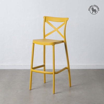 Set 2 scaune de bar galben polipropilen camera 52,50 x 44,90 x 107 cm