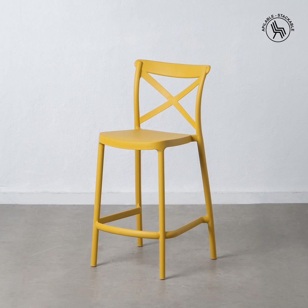 Set 2 scaune de bar galben polipropilen camera 52,50 x 44,30 x 97 cm