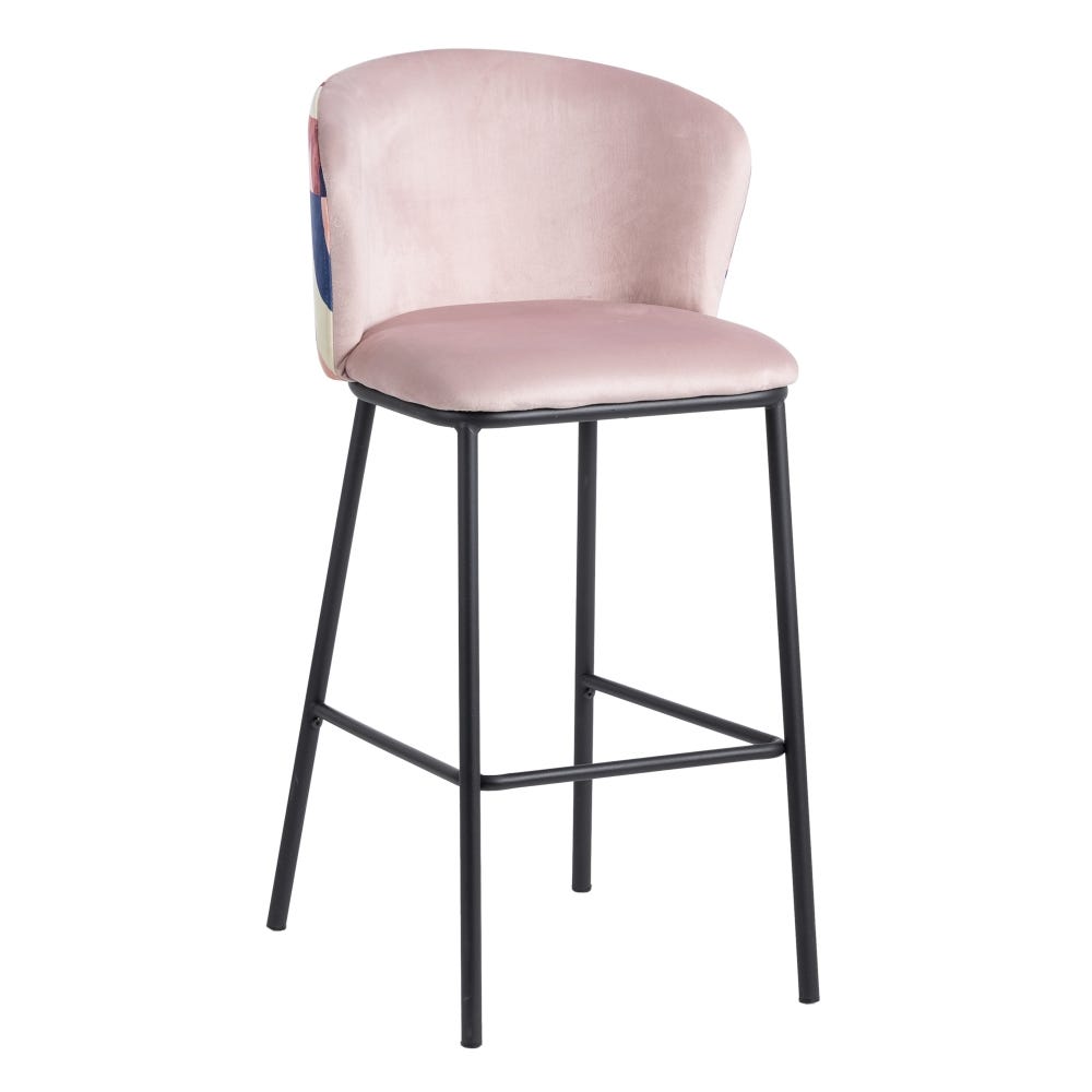 Set 2 scaune de bar roz pal tesat-metal 53x54x98 cm