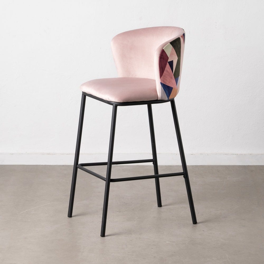Set 2 scaune de bar roz pal tesat-metal 53x54x98 cm