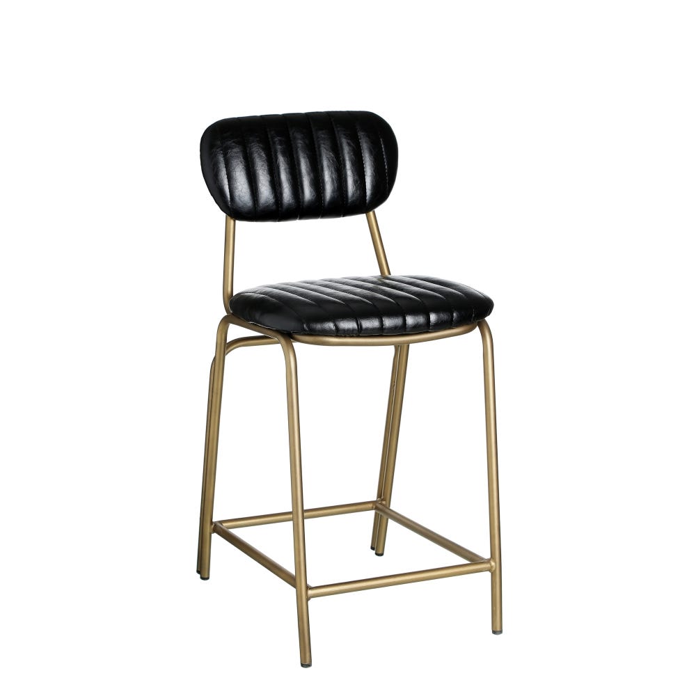 Set 2 scaune de bar negru-aur pu/metal camera 42 x 49 x 88 cm