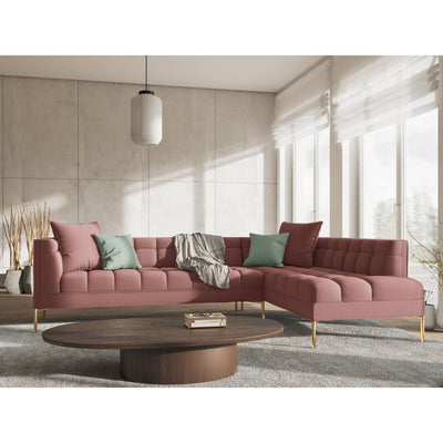 Canapea dreapta 5 locuri din textil roz Karoo