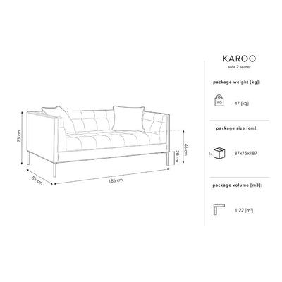 Canapea 2 locuri textil gri inchis Karoo