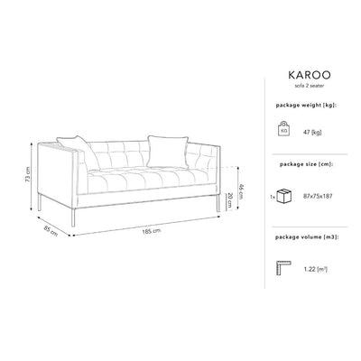 Canapea 2 locuri textil gri deschis Karoo