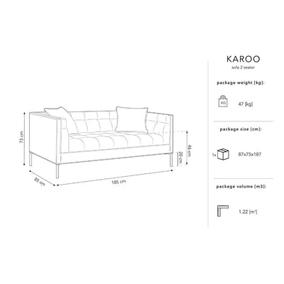 Canapea 2 locuri textil gri Karoo