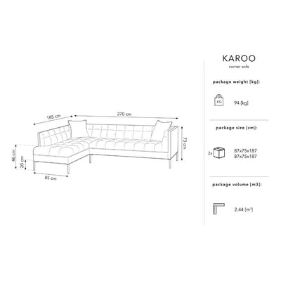 Canapea stanga 5 locuri din textil crem Karoo