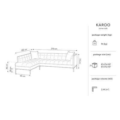 Canapea stanga 5 locuri din textil gri deschis Karoo