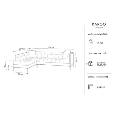 Canapea stanga 5 locuri din textil gri inchis Karoo