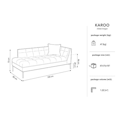 Canapea lounge dreapta din textil crem Karoo