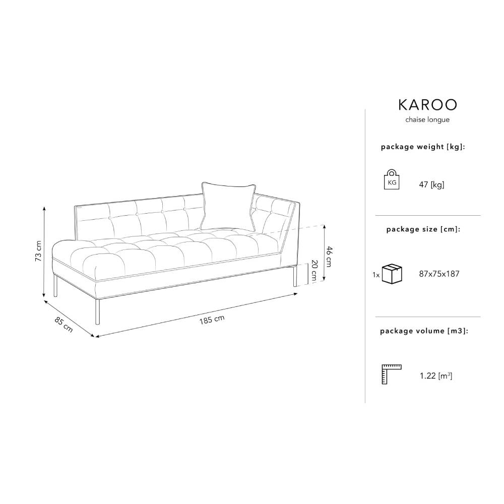 Canapea lounge dreapta din textil gri inchis Karoo