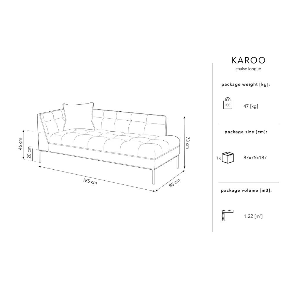 Canapea lounge stanga din textil gri deschis Karoo