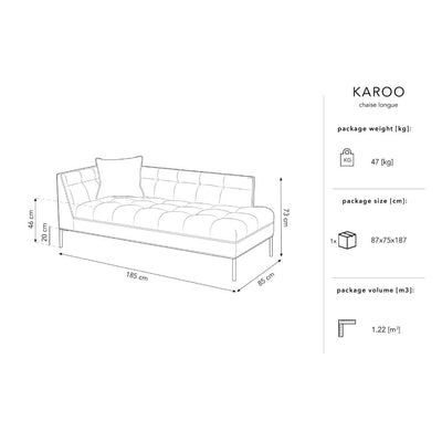 Canapea lounge stanga din textil gri deschis Karoo