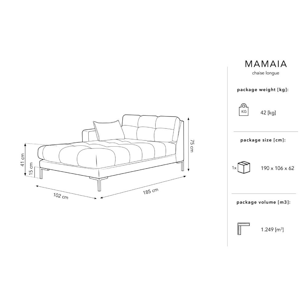Canapea lounge stanga din textil gri inchis Mamaia