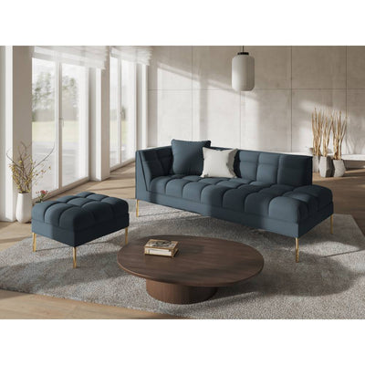 Canapea lounge stanga din textil albastru inchis Karoo