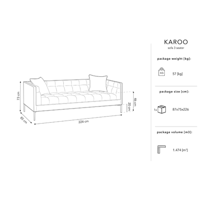 Canapea 3 locuri catifea crem Karoo