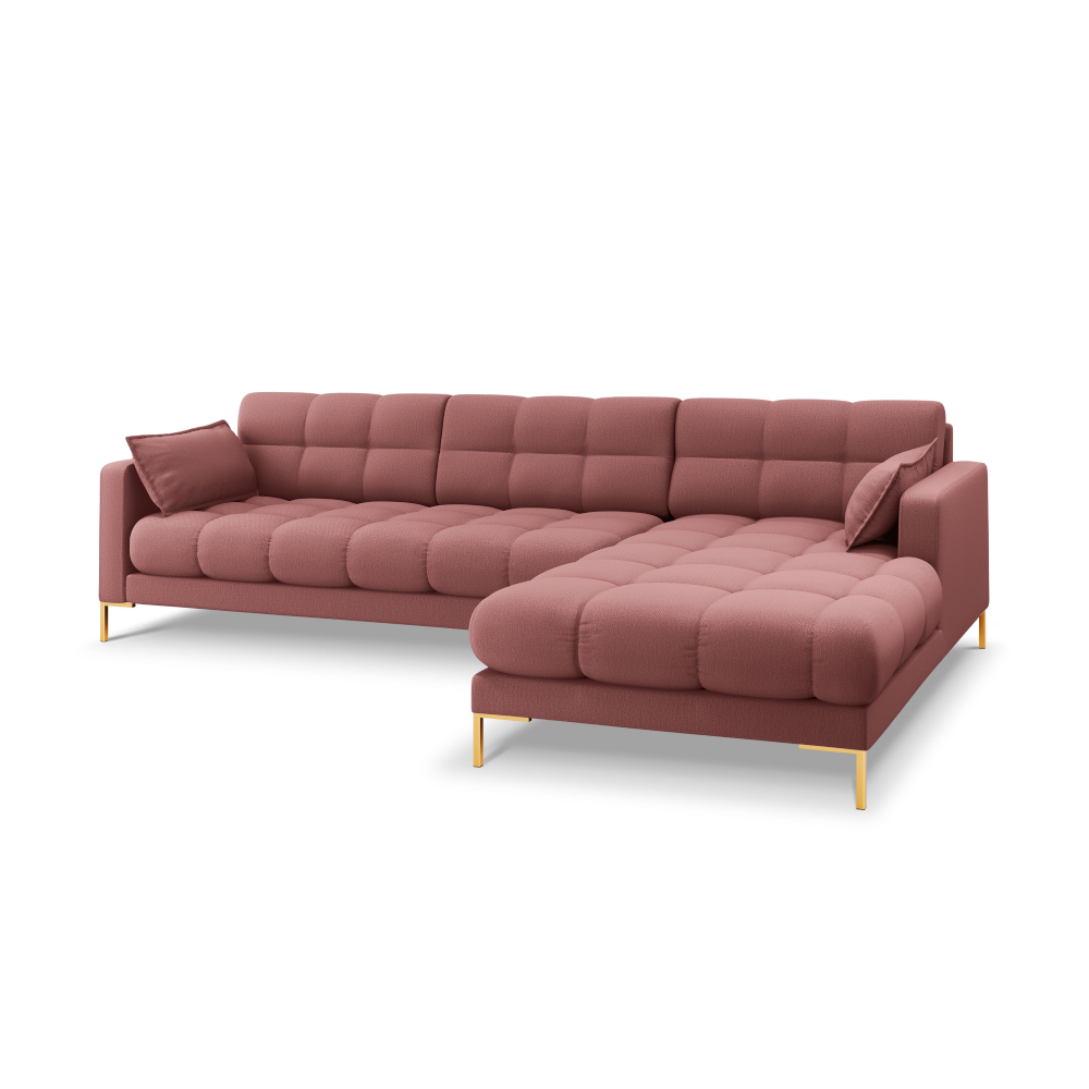 Canapea dreapta 5 locuri din textil roz Mamaia