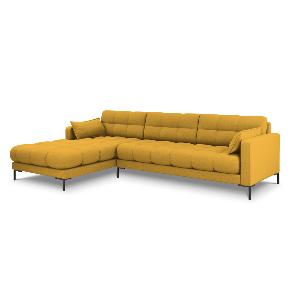Canapea stanga 5 locuri din textil galben Mamaia