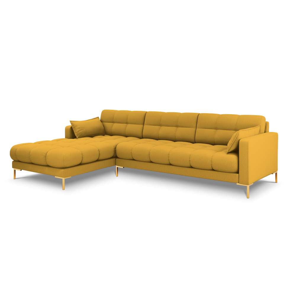 Canapea stanga 5 locuri din textil galben Mamaia