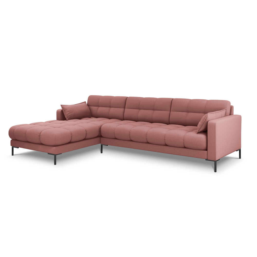 Canapea stanga 5 locuri din textil roz Mamaia