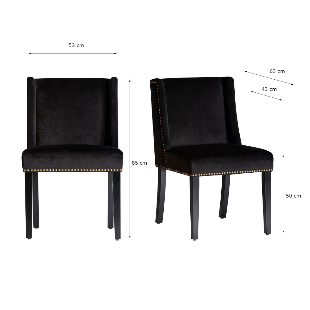 Set 2 scaune dining catifea neagra Plaue