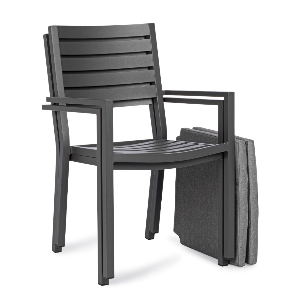 Set 2 scaune exterior negre gri Helina
