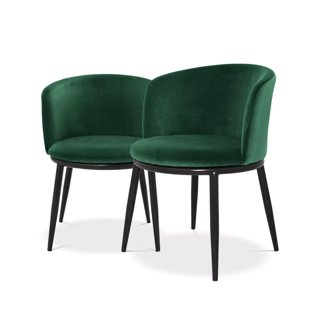 Set 2 scaune dining textil verde inchis Filmore