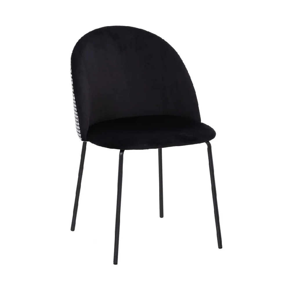 Set 2 scaune dining textil negru Vela